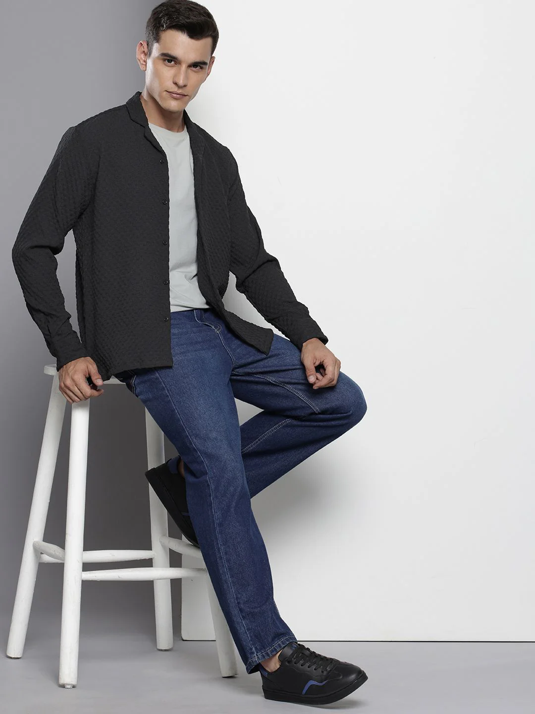 The Indian Garage Co Self Design Opaque Relaxed Fit Casual Shirt - Image 6