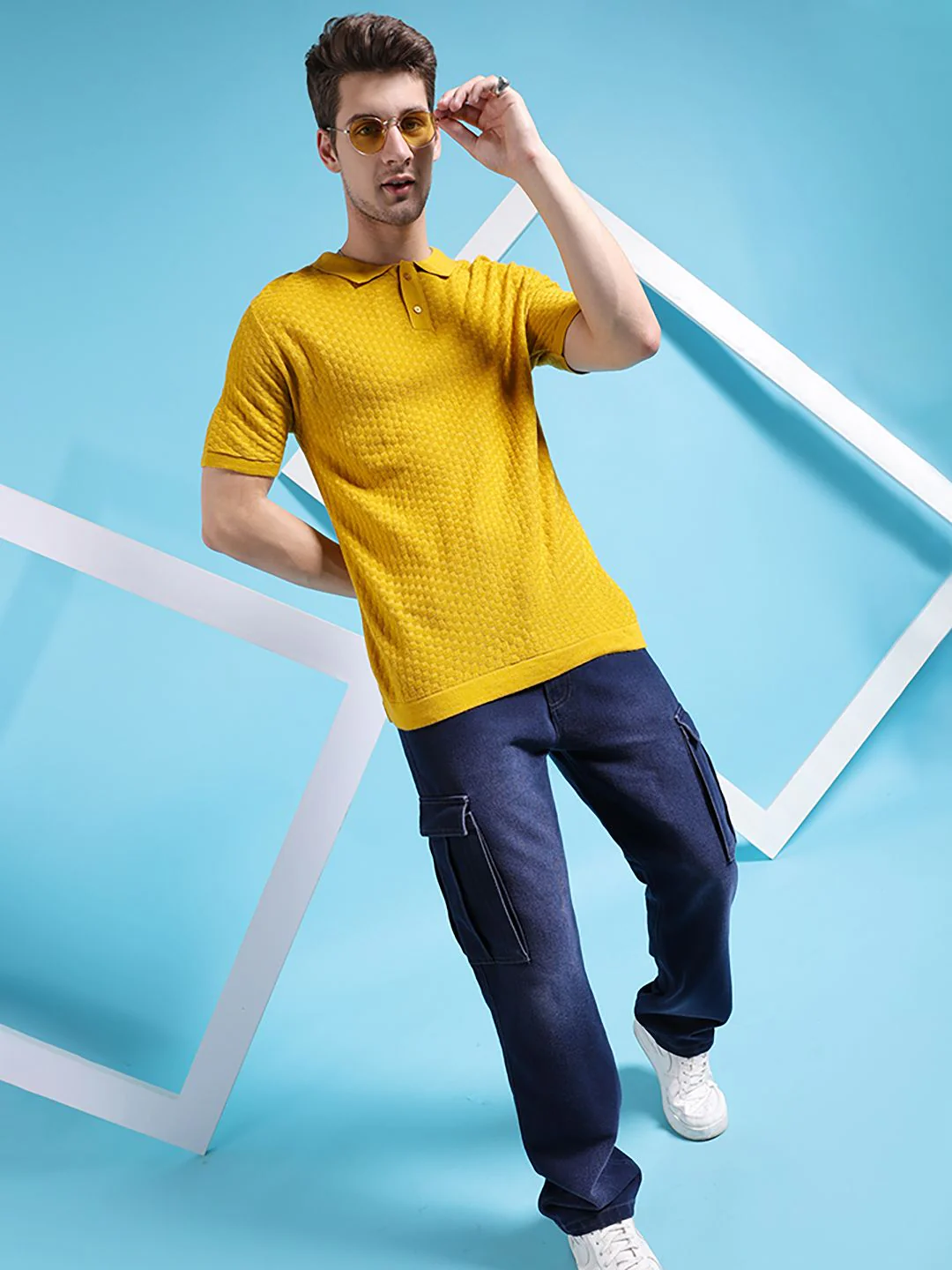 The Indian Garage Co Self Design Polo Collar Acrylic Pullover Sweater - Image 6
