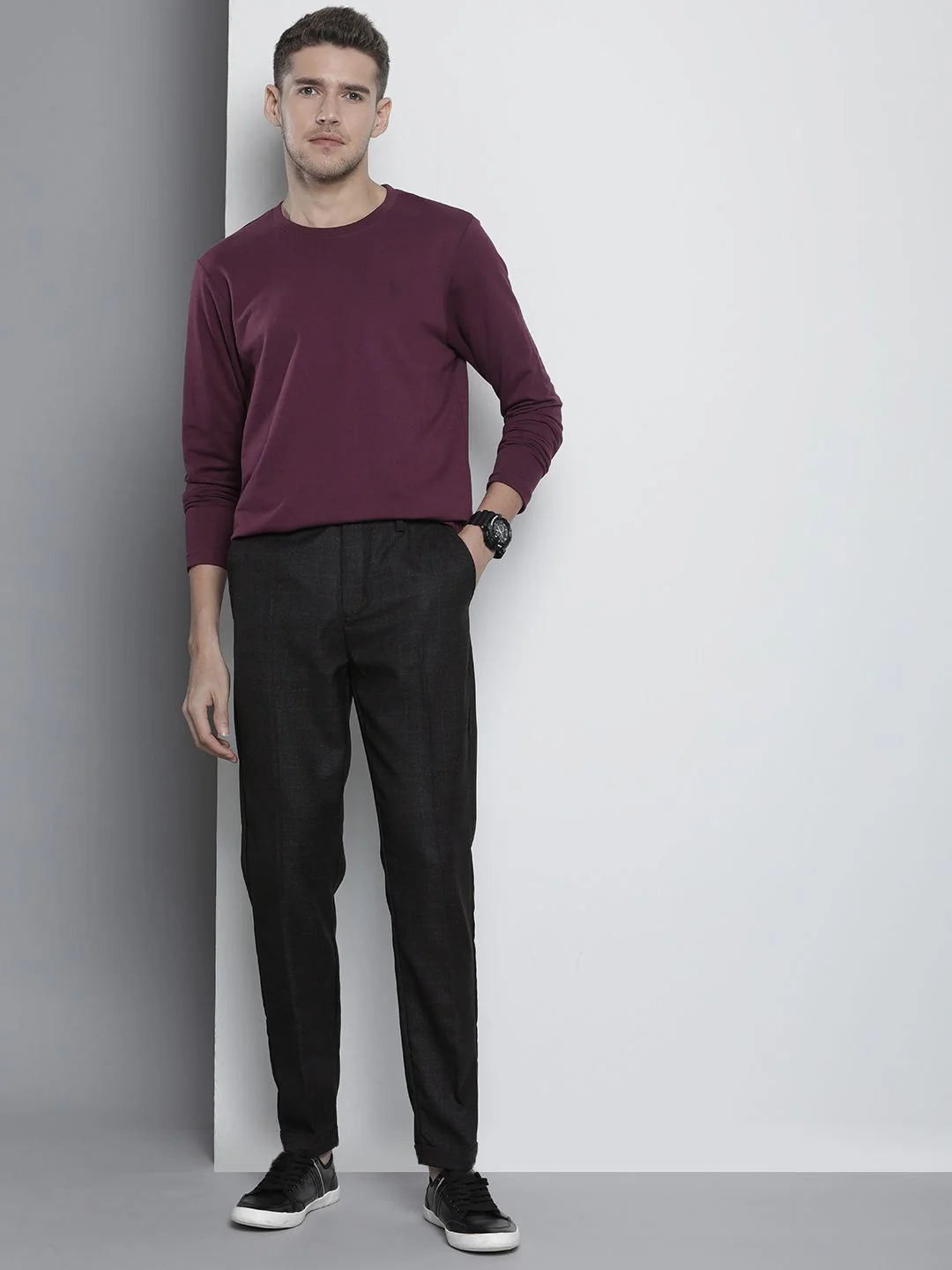 The Indian Garage Co Self Design Regular Fit Chinos Trousers - Image 5