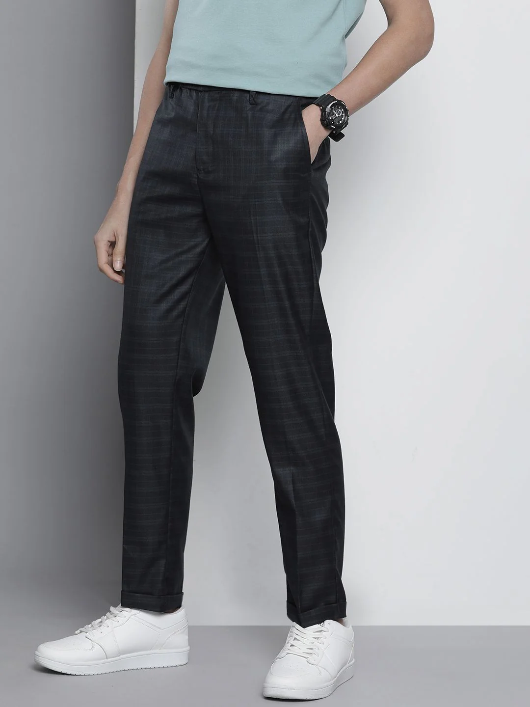 The Indian Garage Co Self Design Regular Fit Chinos Trousers - Image 2