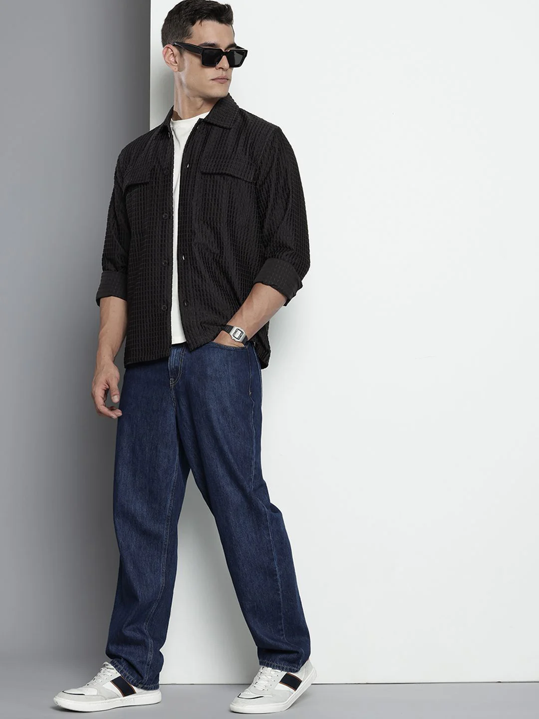 The Indian Garage Co Self Design Textured Casual Shirt - Image 6