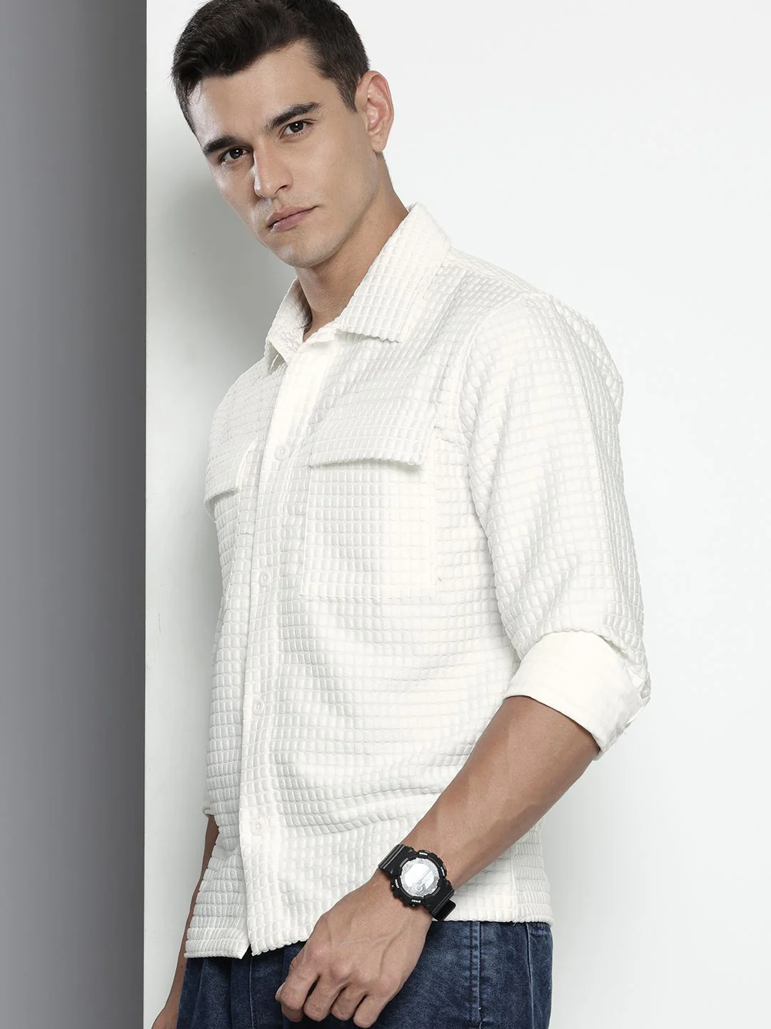 The Indian Garage Co Self Design Textured Casual Shirt - Image 5