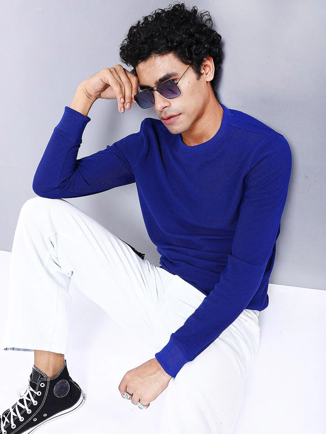 The Indian Garage Co Self Design Textured Long Sleeve Pullover Sweatshirt - Image 4