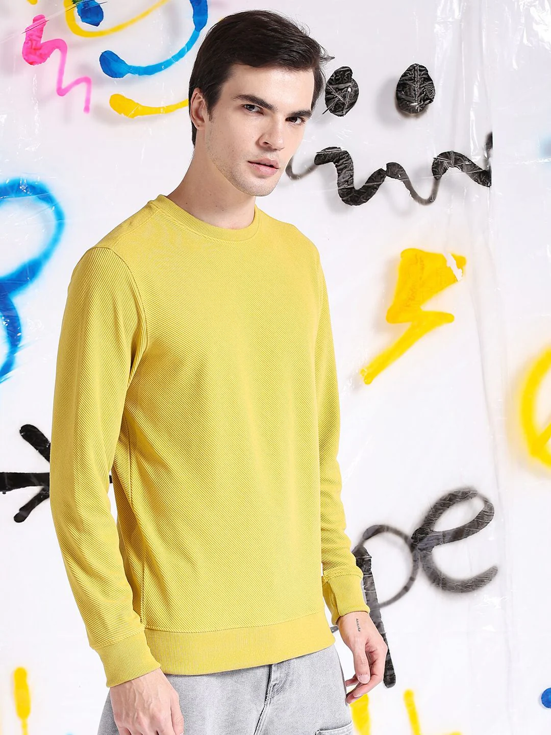 The Indian Garage Co Self Design Textured Long Sleeve Pullover Sweatshirt - Image 3