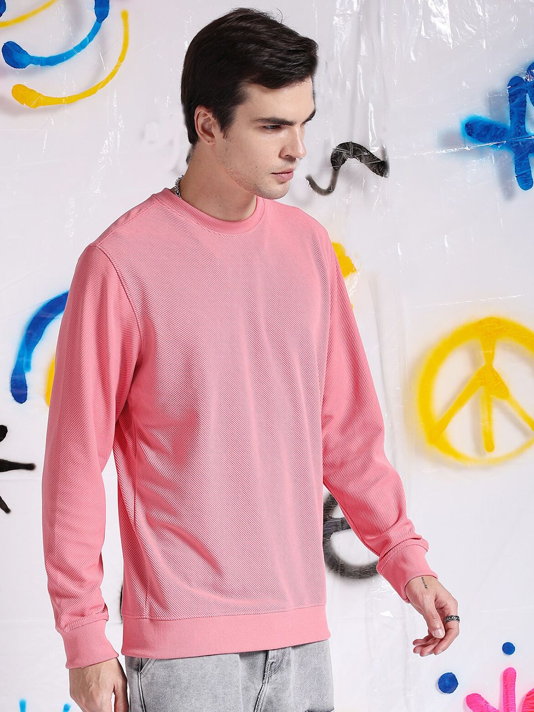 The Indian Garage Co Self Design Textured Long Sleeve Pullover Sweatshirt - Image 3