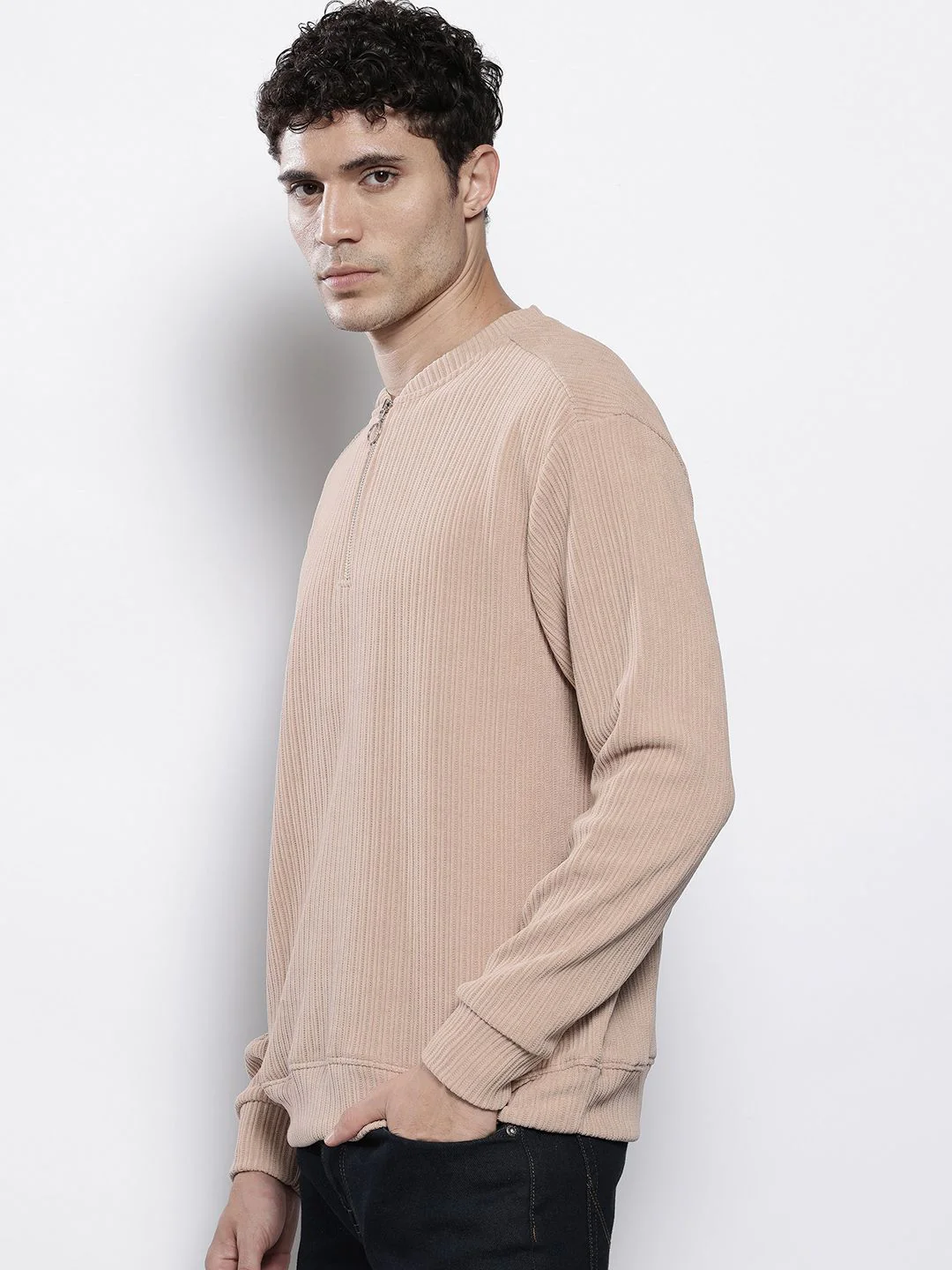 The Indian Garage Co Self Striped Corduroy Relaxed Fit Sweatshirt - Image 3