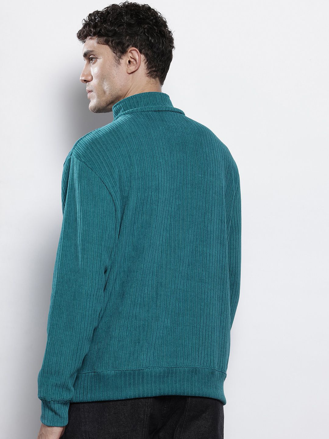 The Indian Garage Co Self Striped Typography Printed Corduroy Relaxed Fit Sweatshirt - Image 5