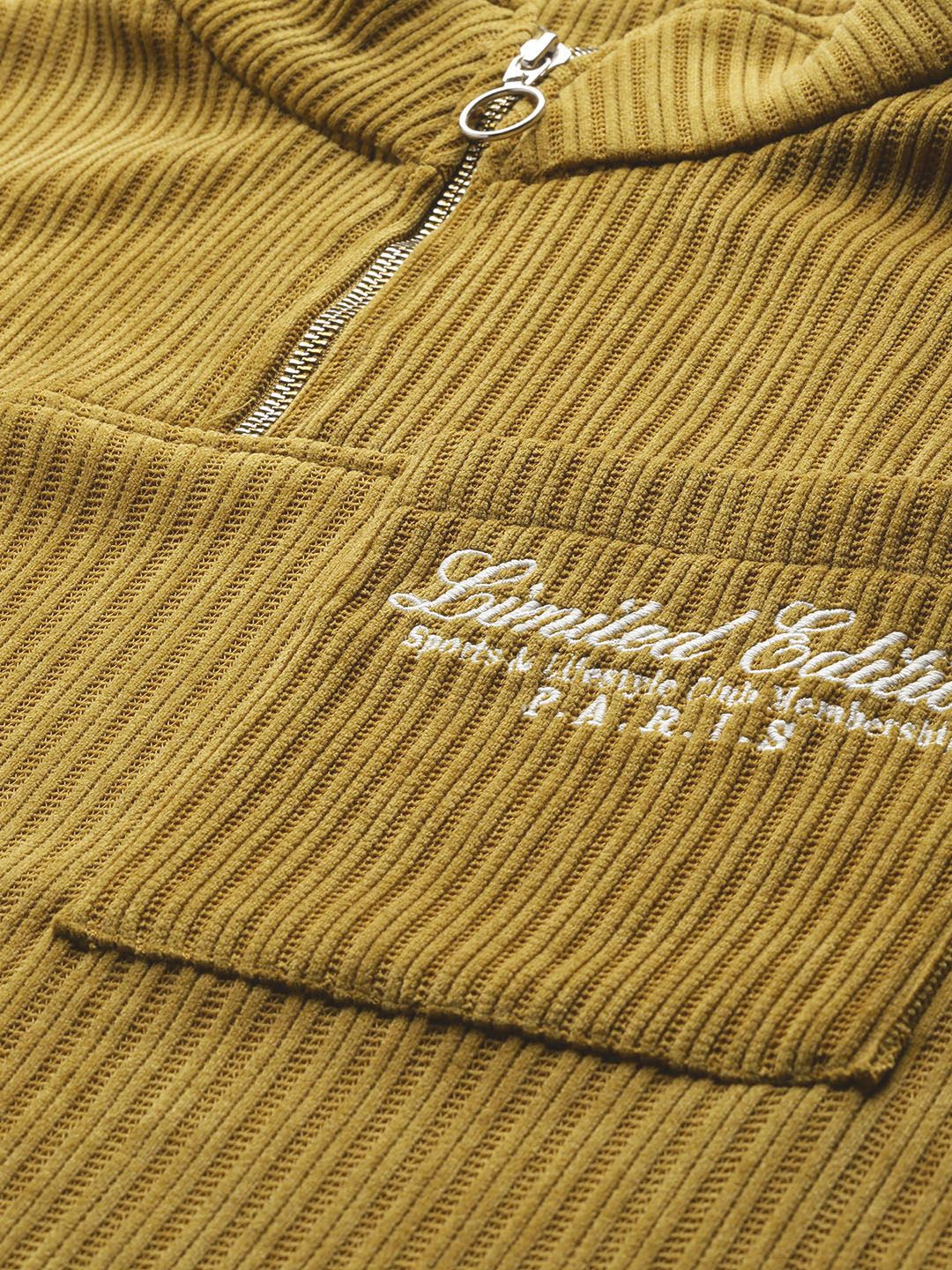 The Indian Garage Co Self Striped Typography Printed Relaxed Fit Corduroy Sweatshirt - Image 2