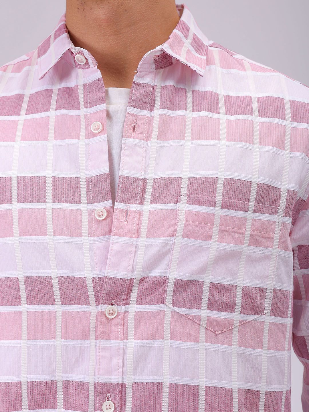 The Indian Garage Co Slim Fit Checked Pure Cotton Casual Shirt - Image 3