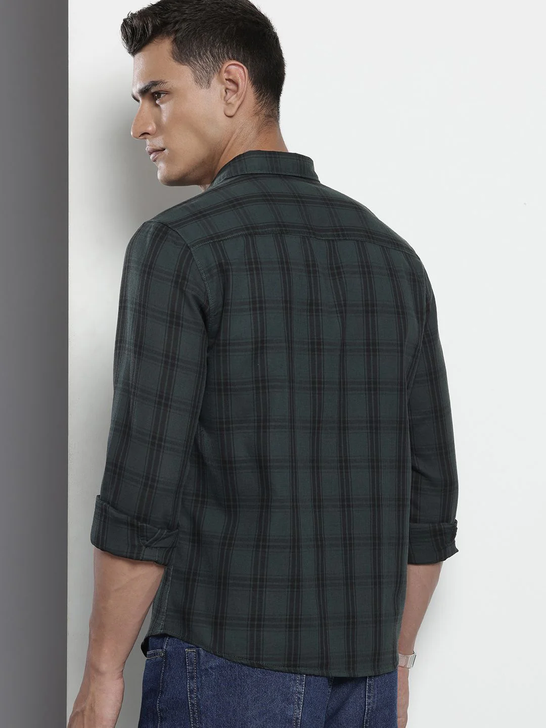 The Indian Garage Co Slim Fit Checked Pure Cotton Casual Shirt - Image 4