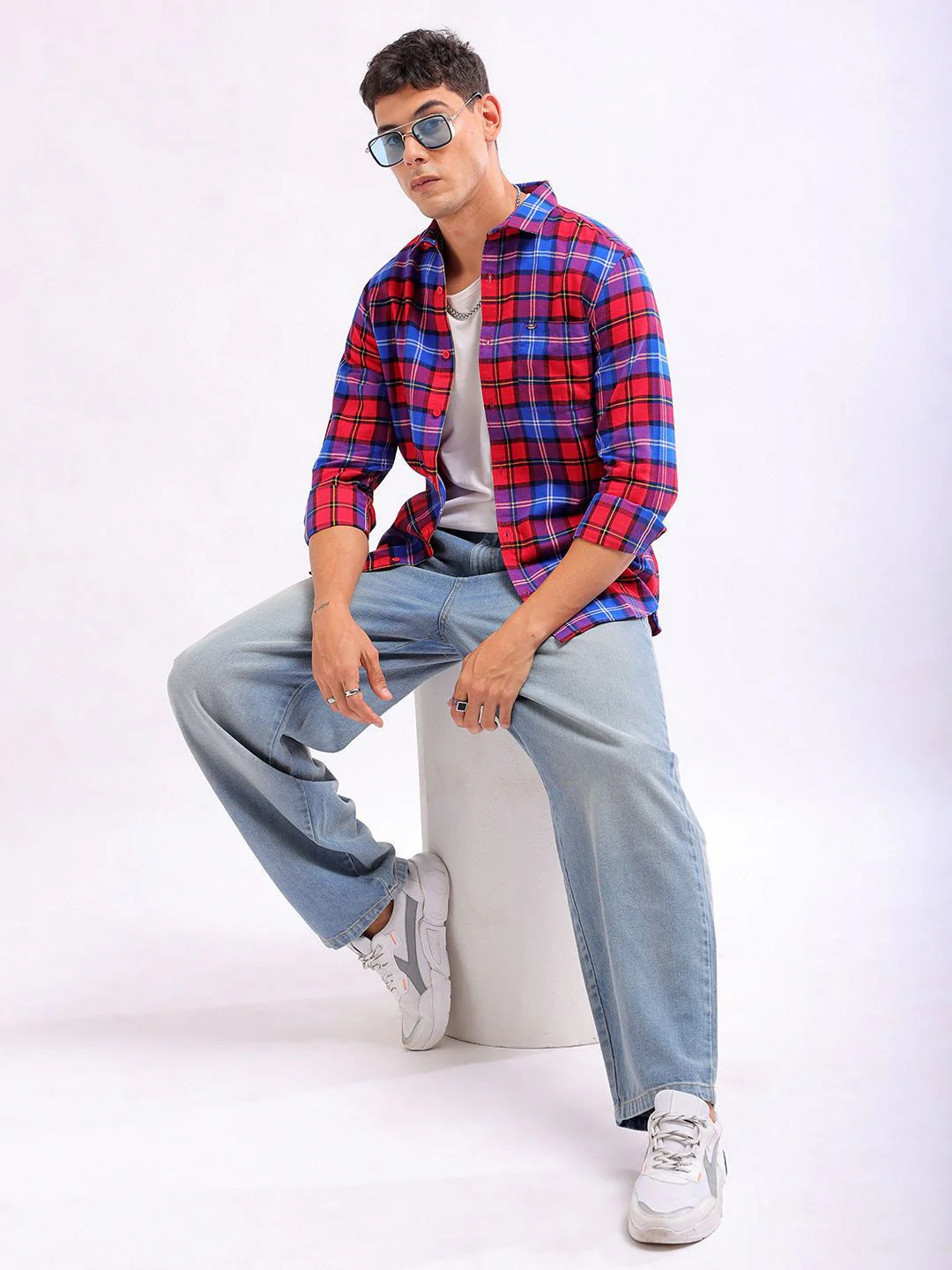 The Indian Garage Co Slim Fit Checked Spread Collar Pure Cotton Casual Shirt - Image 6
