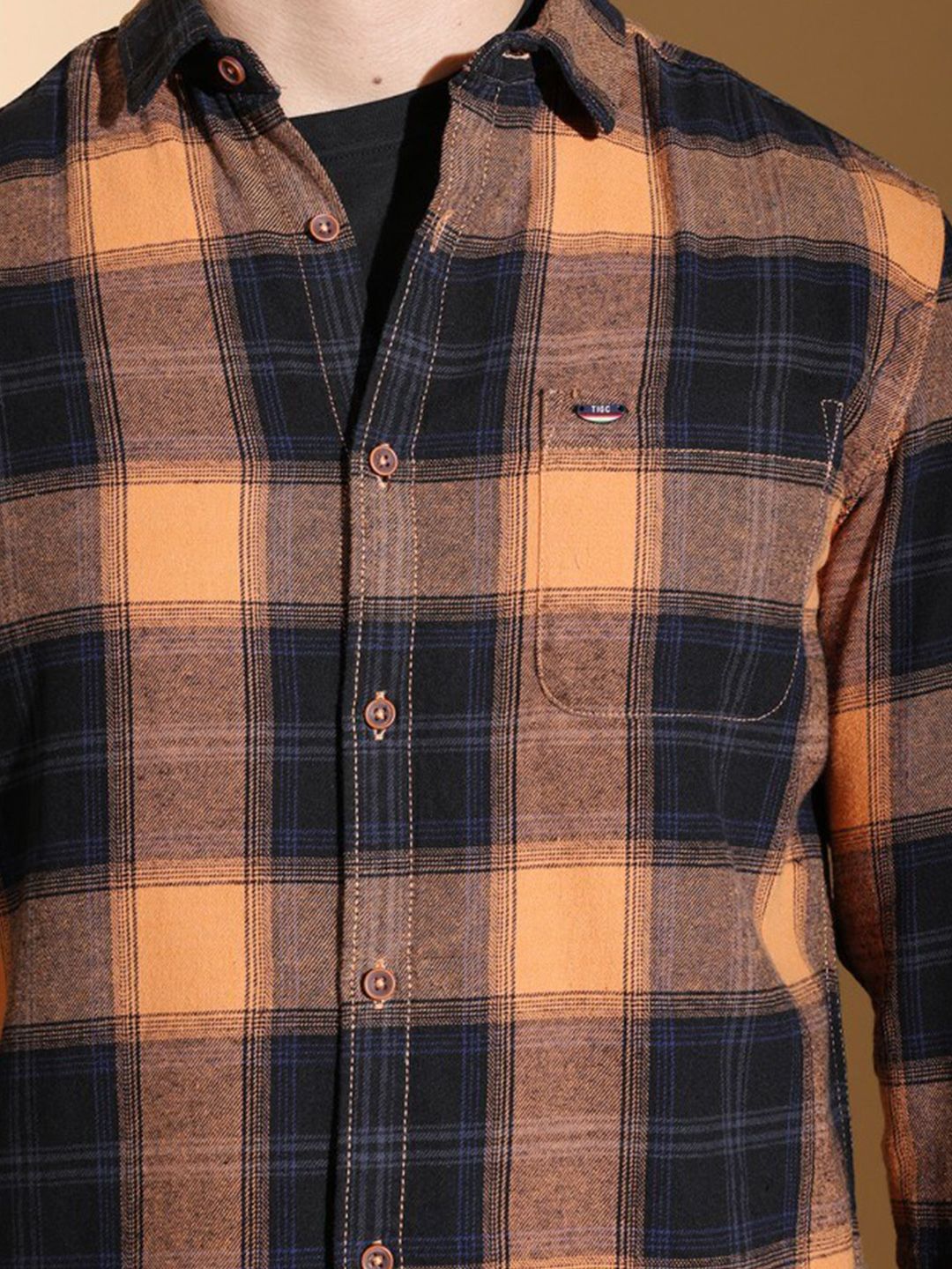 The Indian Garage Co Slim Fit Checked Twill Pure Cotton Casual Shirt - Image 2