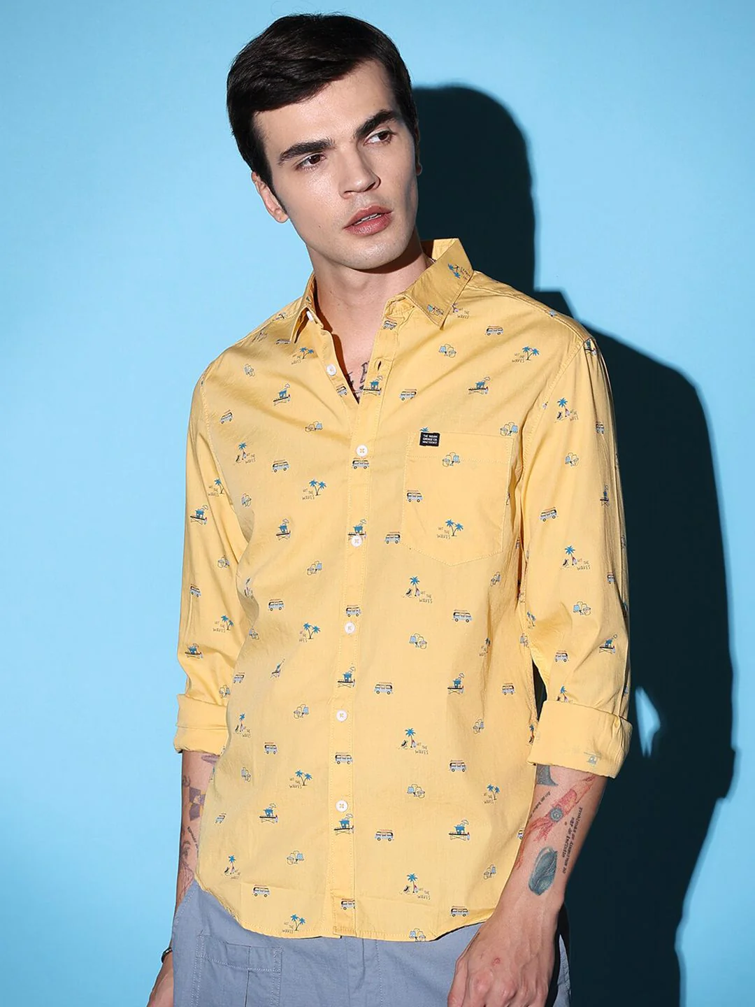 The Indian Garage Co Slim Fit Conversational Printed Pure Cotton Casual Shirt - Image 3