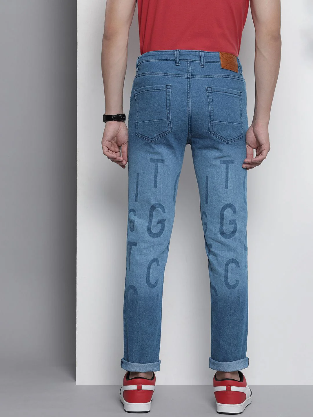The Indian Garage Co Slim Fit Light Fade Printed Stretchable Jeans - Image 3