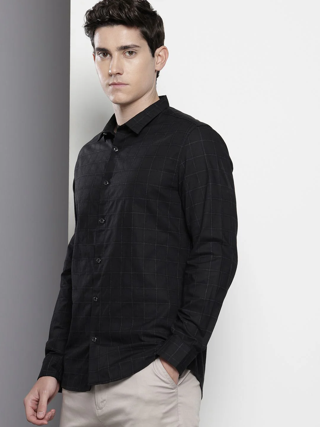 The Indian Garage Co Slim Fit Opaque Checked Casual Shirt - Image 5
