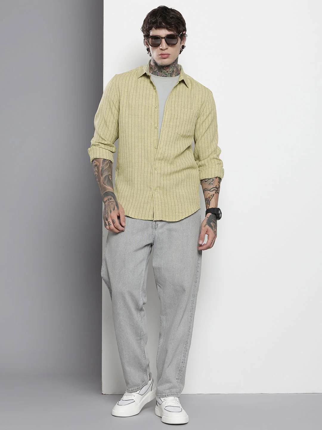 The Indian Garage Co Slim Fit Striped Casual Shirt - Image 6