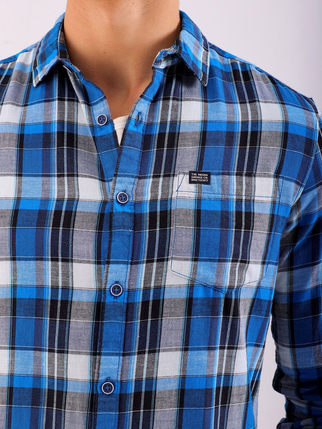 The Indian Garage Co Slim Fit Tartan Checked Pure Cotton Casual Shirt - Image 3
