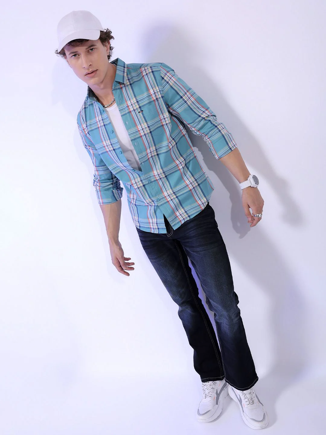 The Indian Garage Co Slim Fit Tartan Checked Pure Cotton Casual Shirt - Image 4