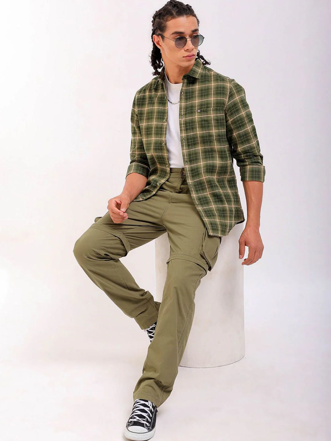 The Indian Garage Co Slim Fit Tartan Checked Spread Collar Pure Cotton Casual Shirt - Image 6
