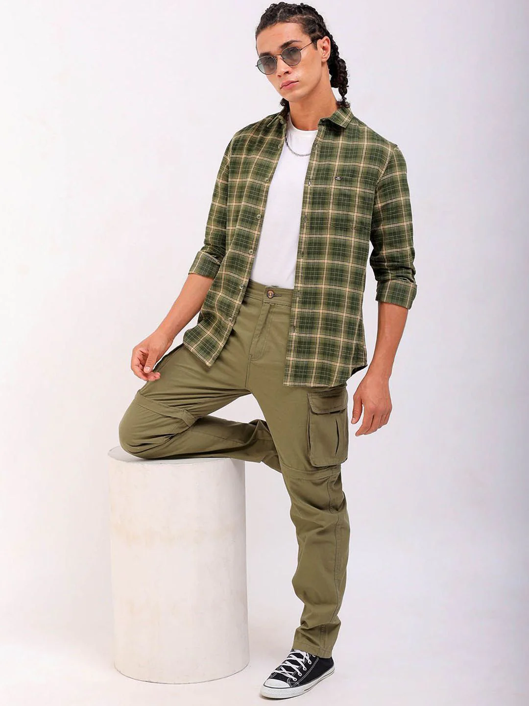 The Indian Garage Co Slim Fit Tartan Checked Spread Collar Pure Cotton Casual Shirt - Image 7