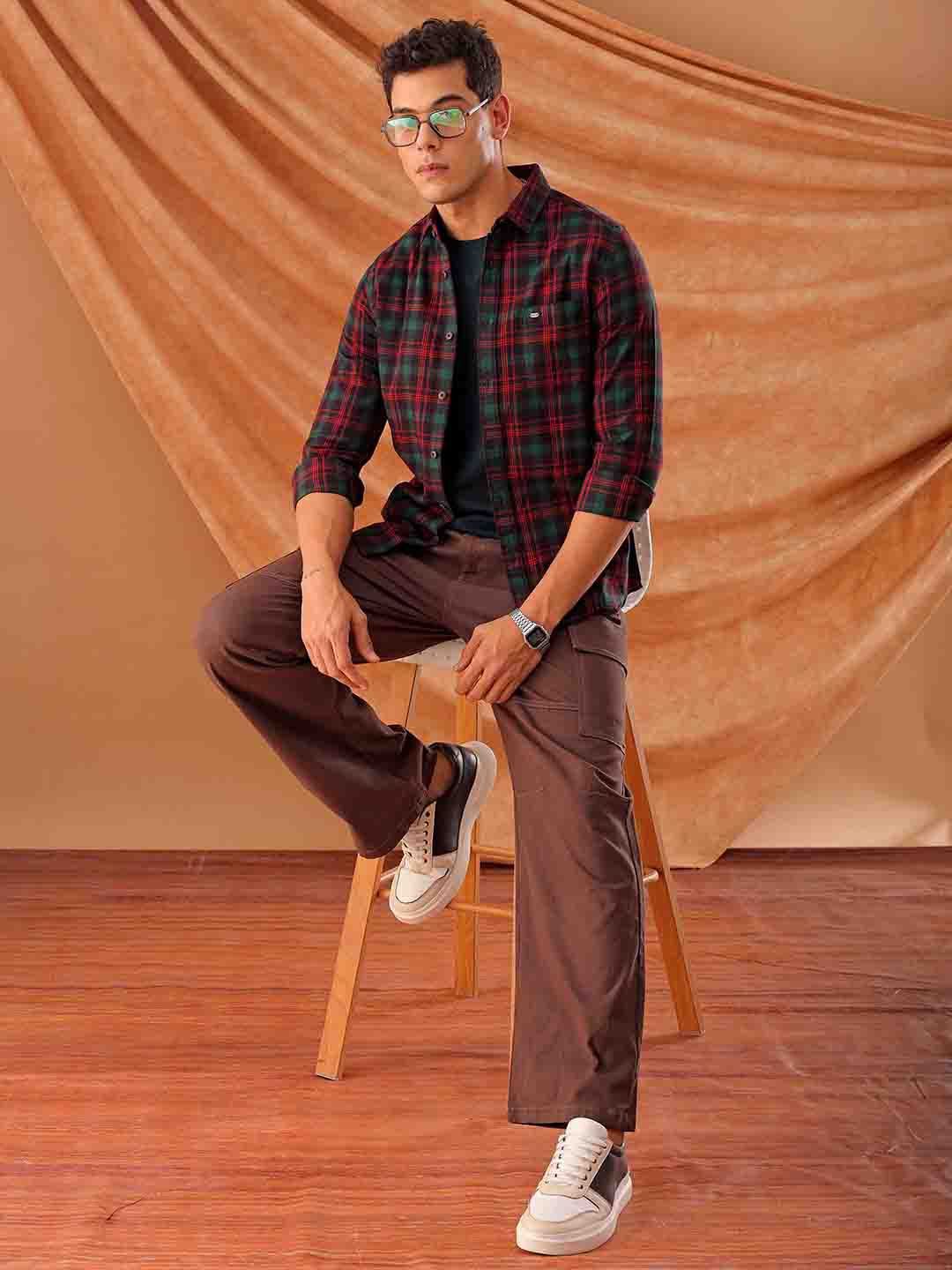 The Indian Garage Co. Slim Fit Tartan Checks Pure Cotton Casual Shirt - Image 6