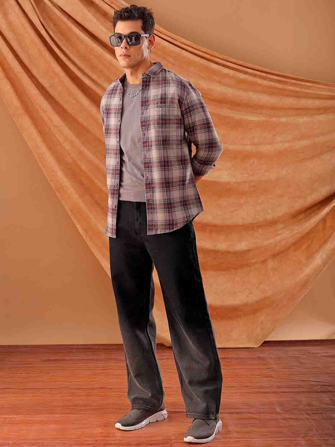 The Indian Garage Co. Spread Collar Slim Fit Tartan Checks Cotton Casual Shirt - Image 6