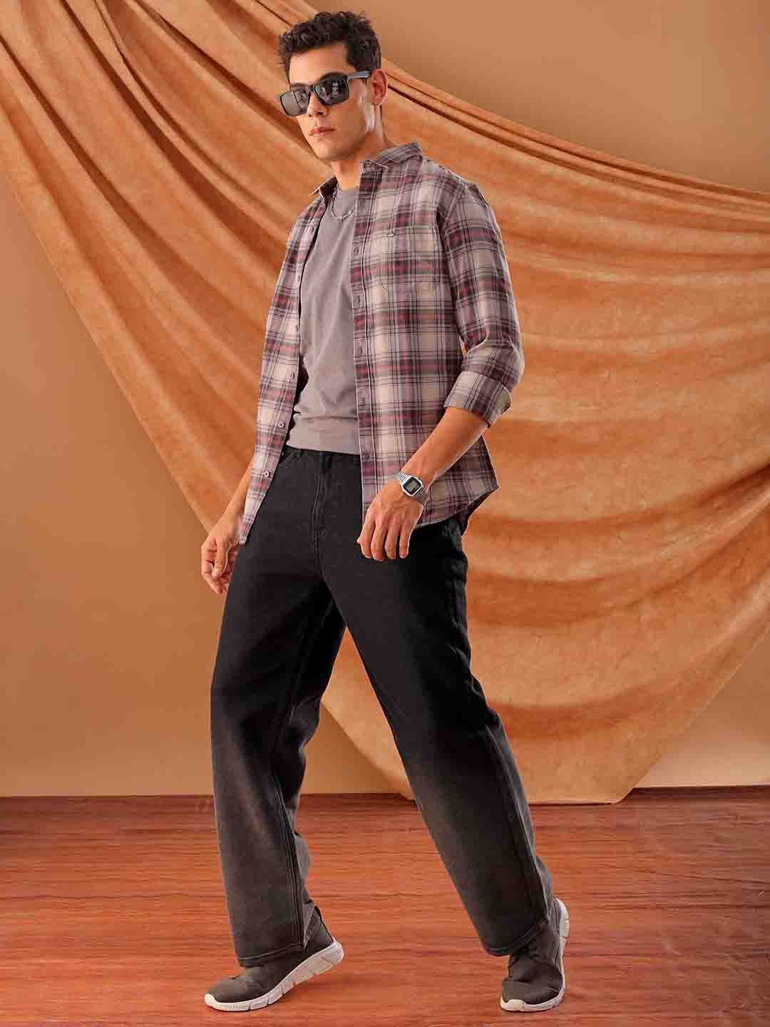 The Indian Garage Co. Spread Collar Slim Fit Tartan Checks Cotton Casual Shirt - Image 7