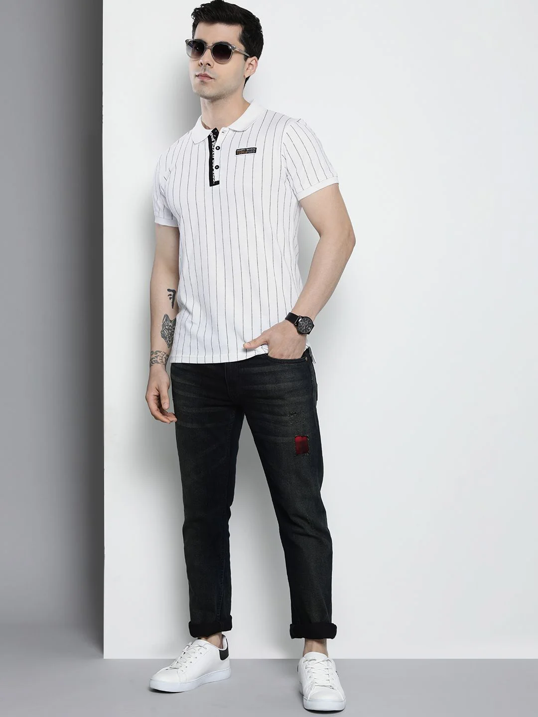 The Indian Garage Co Striped Polo Collar T-shirt - Image 4