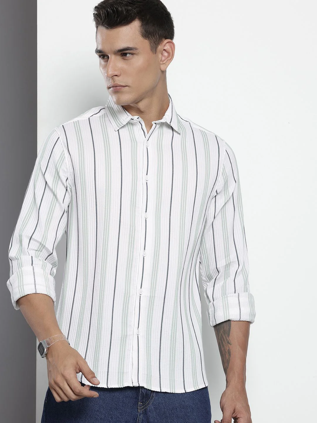 The Indian Garage Co Striped Pure Cotton Casual Shirt - Image 5