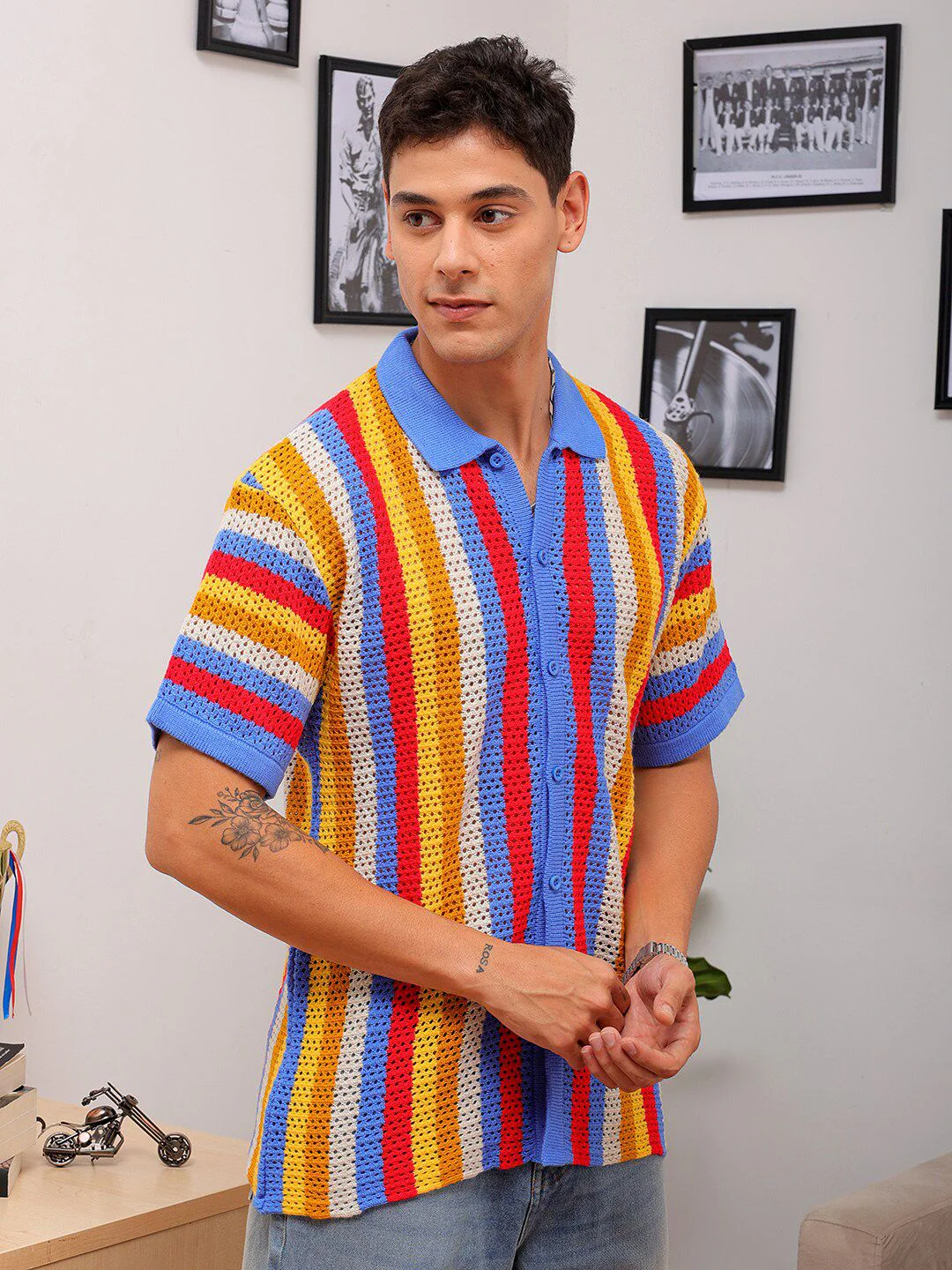 The Indian Garage Co Striped Spread Collar Relaxed Fit Shirt - Image 5