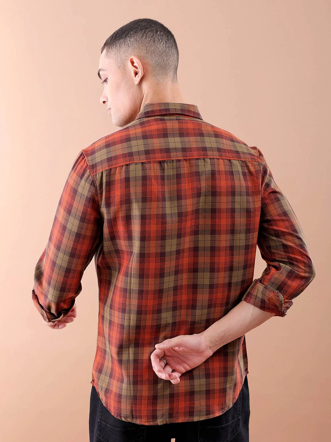 The Indian Garage Co Tartan Checked Pure Cotton Casual T-Shirt - Image 5