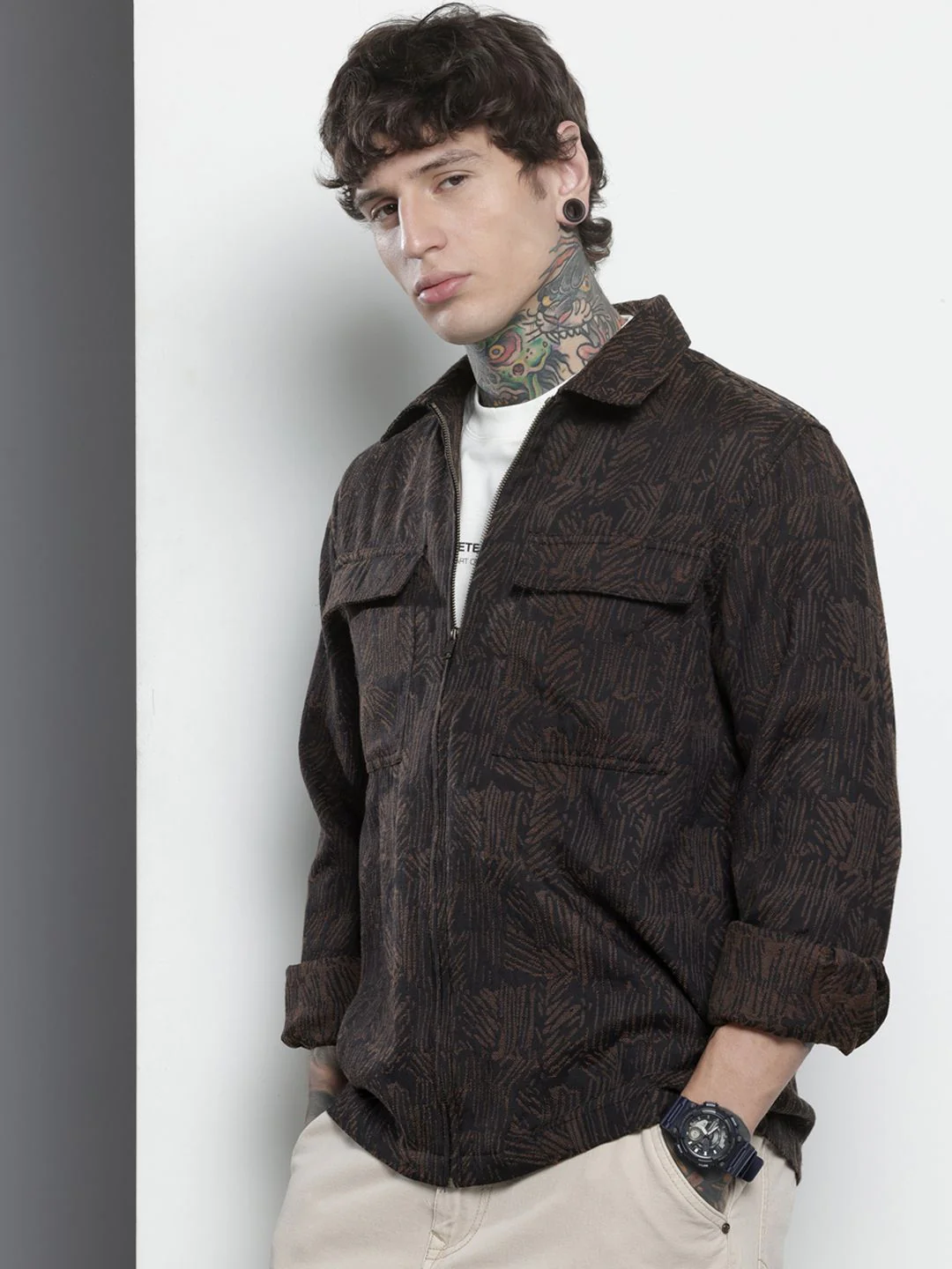 The Indian Garage Co Textured Drop-Shoulder Sleeves Relaxed Fit Casual Shirt - Image 5