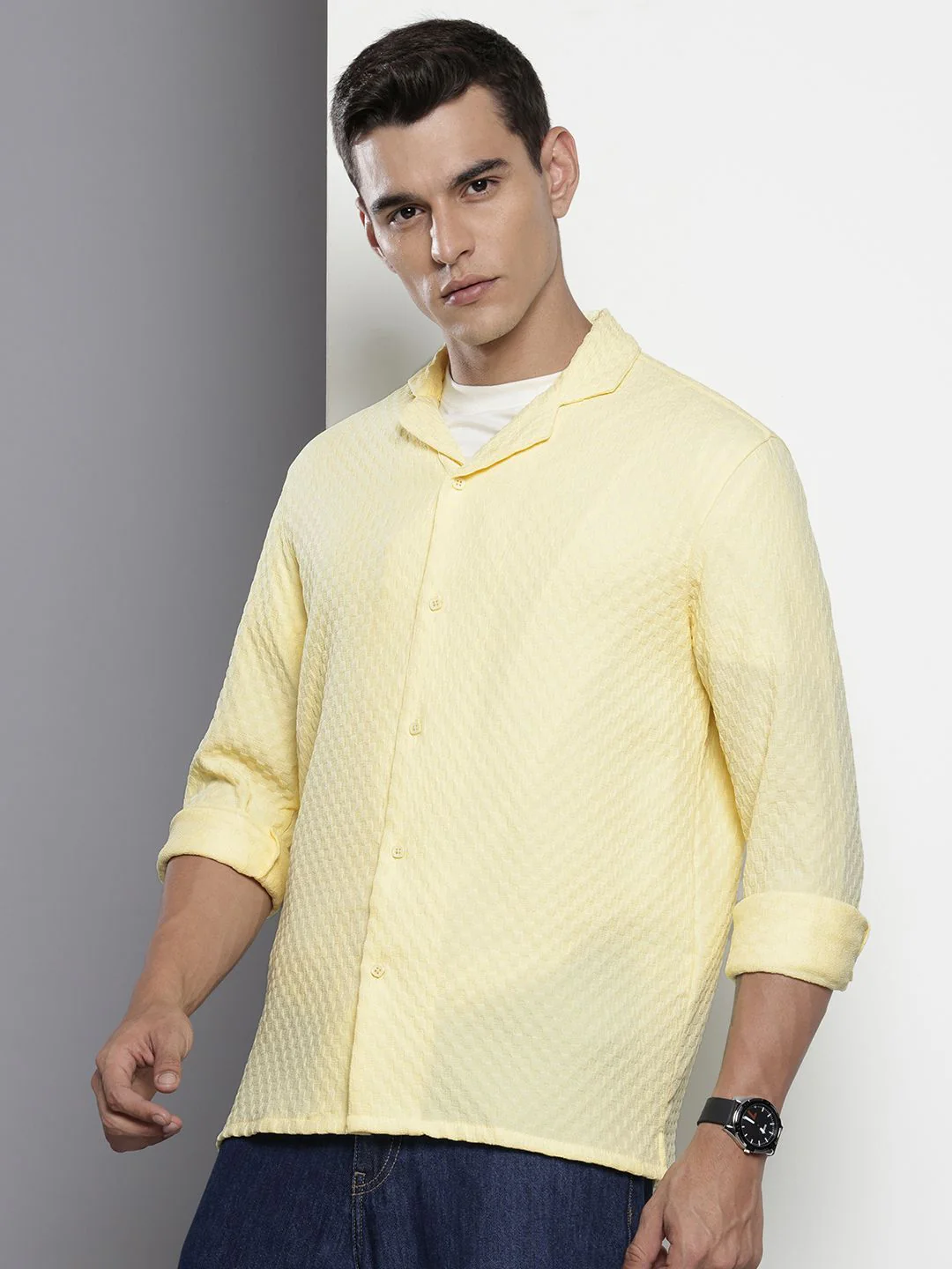 The Indian Garage Co Textured Drop-Shoulder Sleeves Relaxed Fit Casual Shirt - Image 5