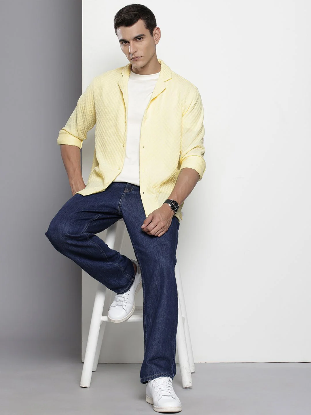 The Indian Garage Co Textured Drop-Shoulder Sleeves Relaxed Fit Casual Shirt - Image 6