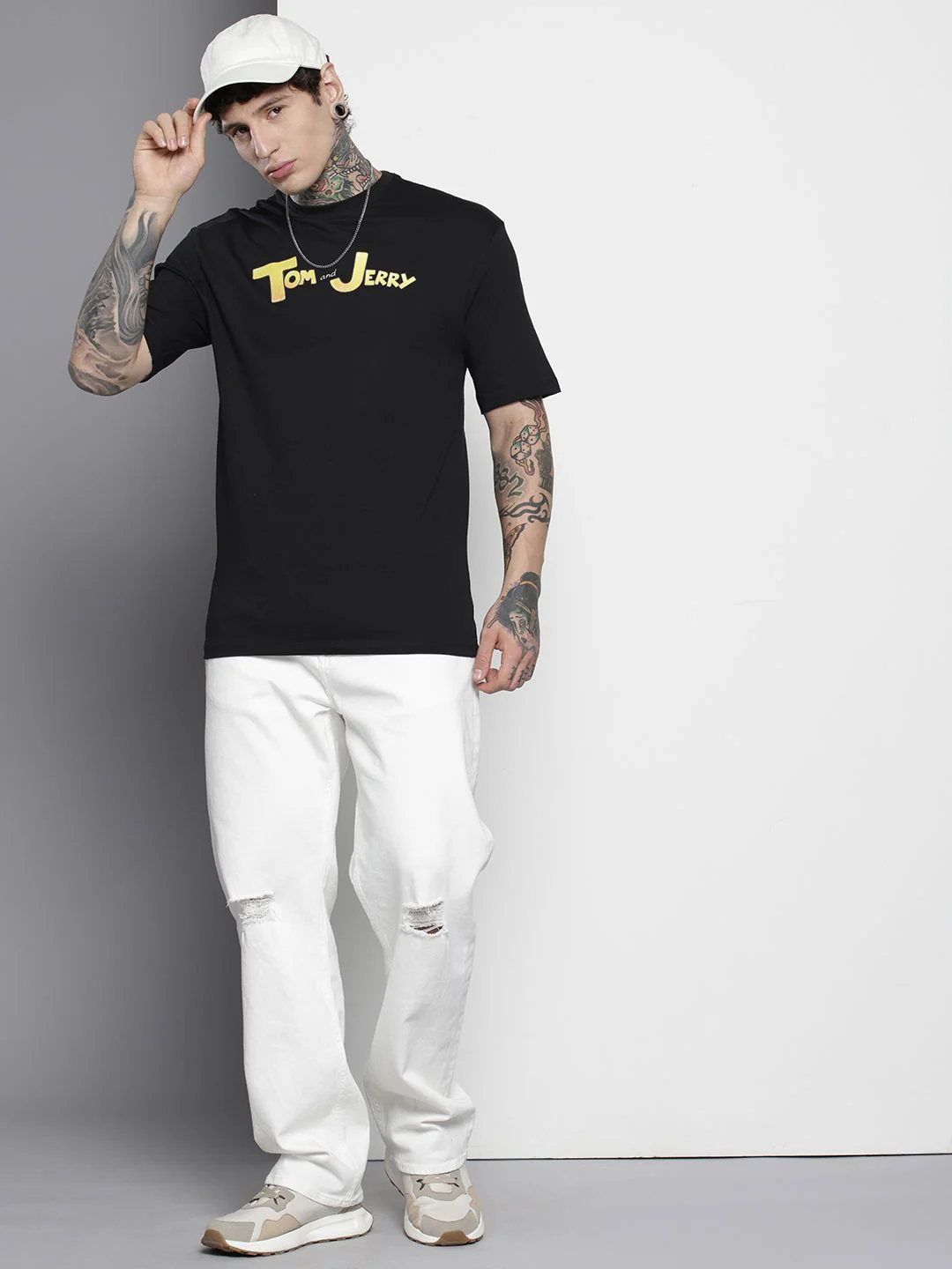 The Indian Garage Co Tom & Jerry Printed Oversized Pure Cotton T-shirt - Image 4