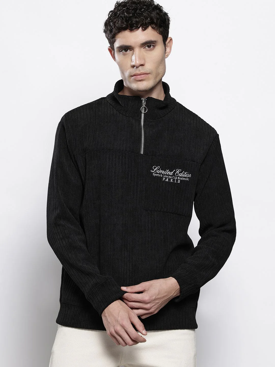 The Indian Garage Co Typography Printed Corduroy Sweatshirt