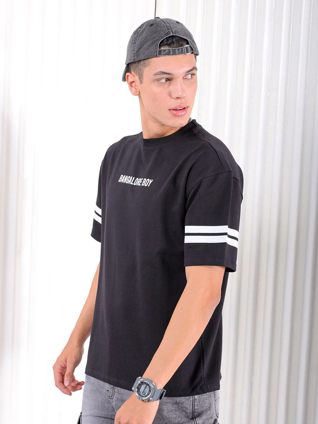 The Indian Garage Co Typography Printed Pure Cotton Boxy T-shirt - Image 3