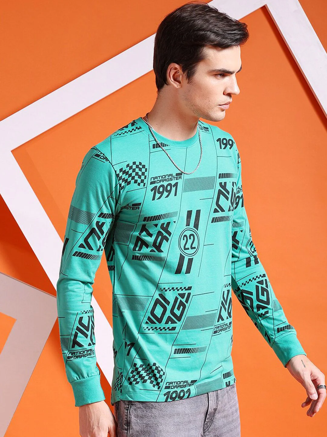 The Indian Garage Co Typography Printed Cotton T-shirt - Image 3