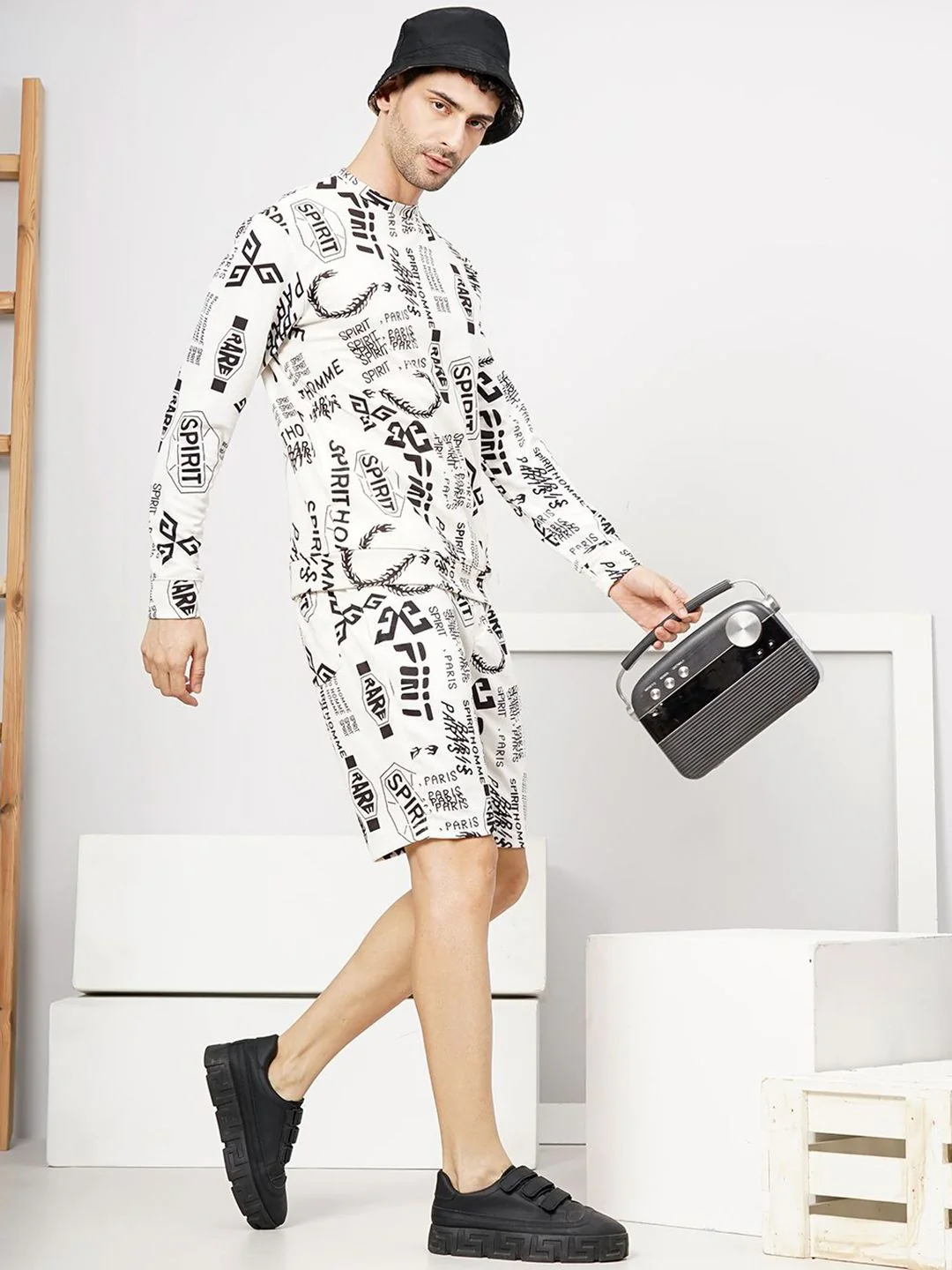 The Indian Garage Co Typography Printed Long Sleeve Sweatshirt & Shorts - Image 4