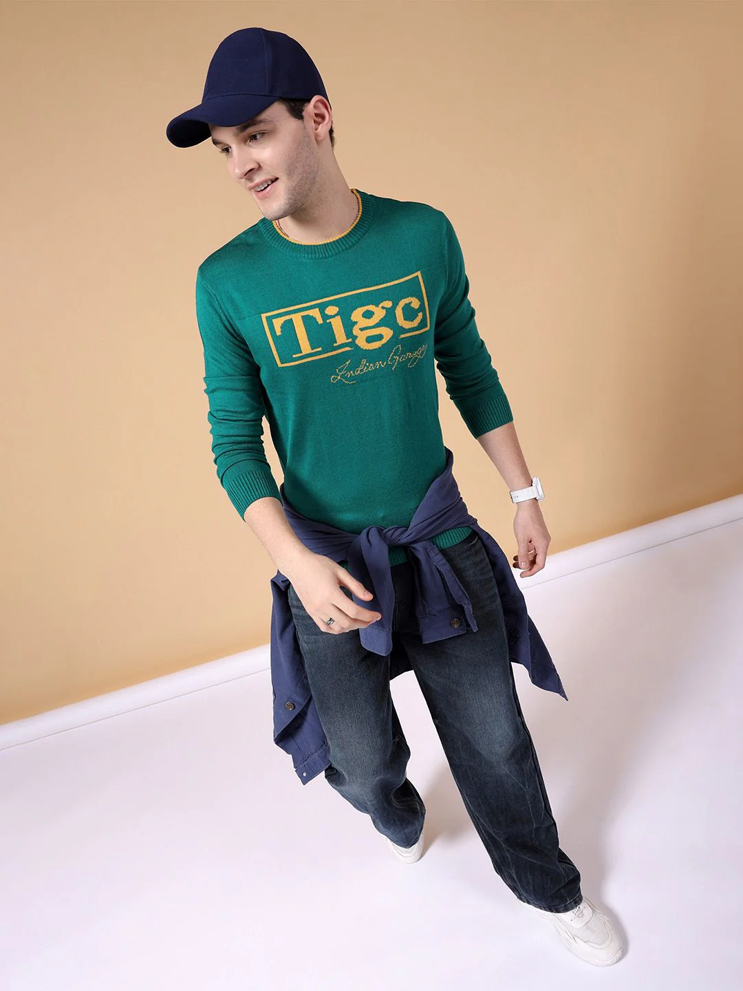 The Indian Garage Co Typography Printed Long Sleeves Acrylic Pullover Sweater - Image 4