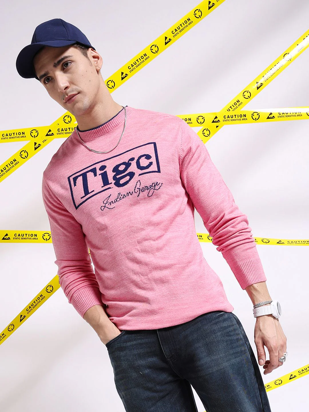 The Indian Garage Co Typography Printed Pullover Acrylic Sweater - Image 3
