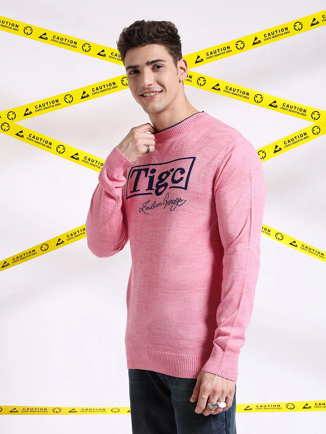 The Indian Garage Co Typography Printed Pullover Acrylic Sweater - Image 5