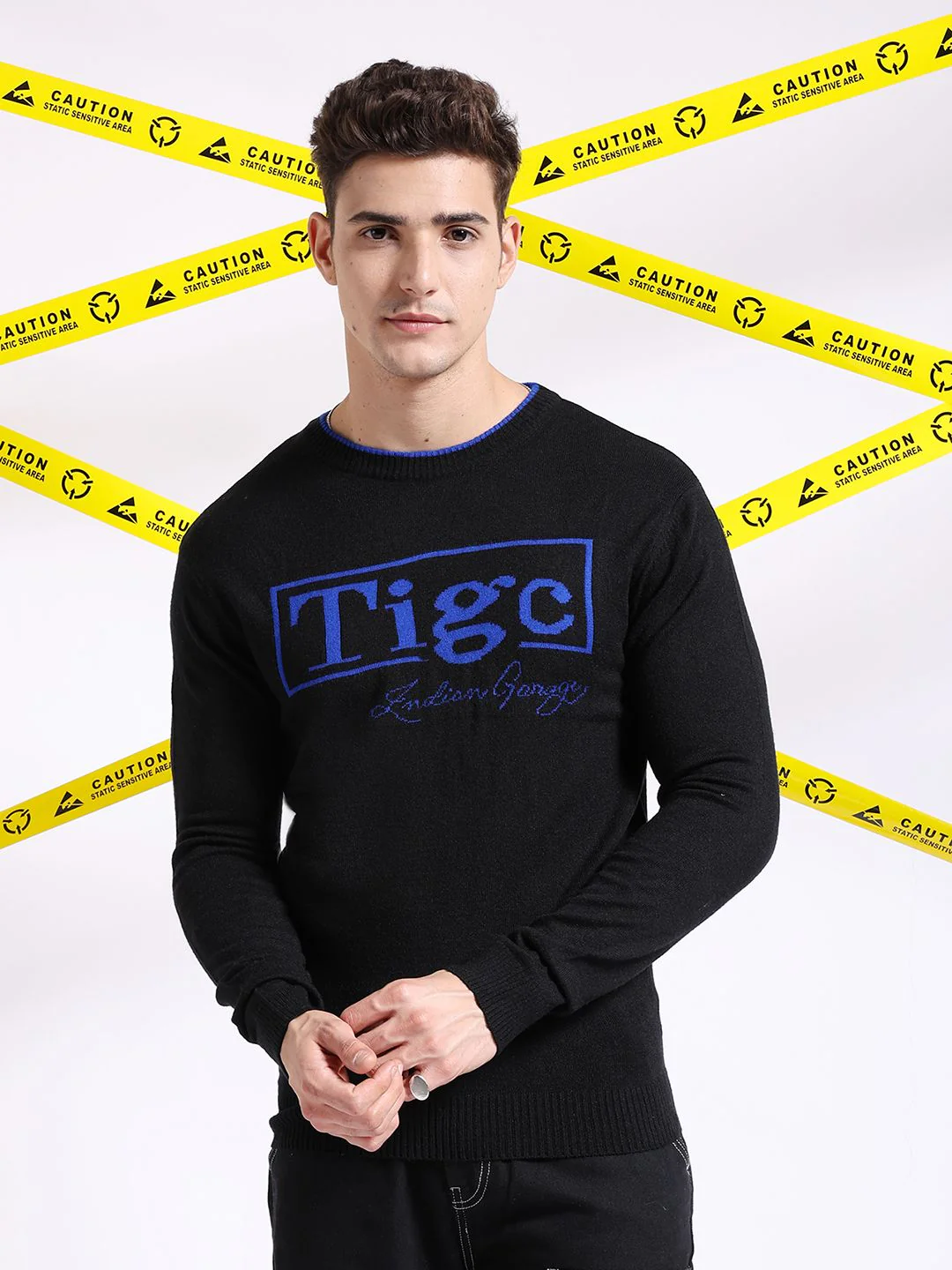 The Indian Garage Co Typography Printed Pullover Acrylic Sweater