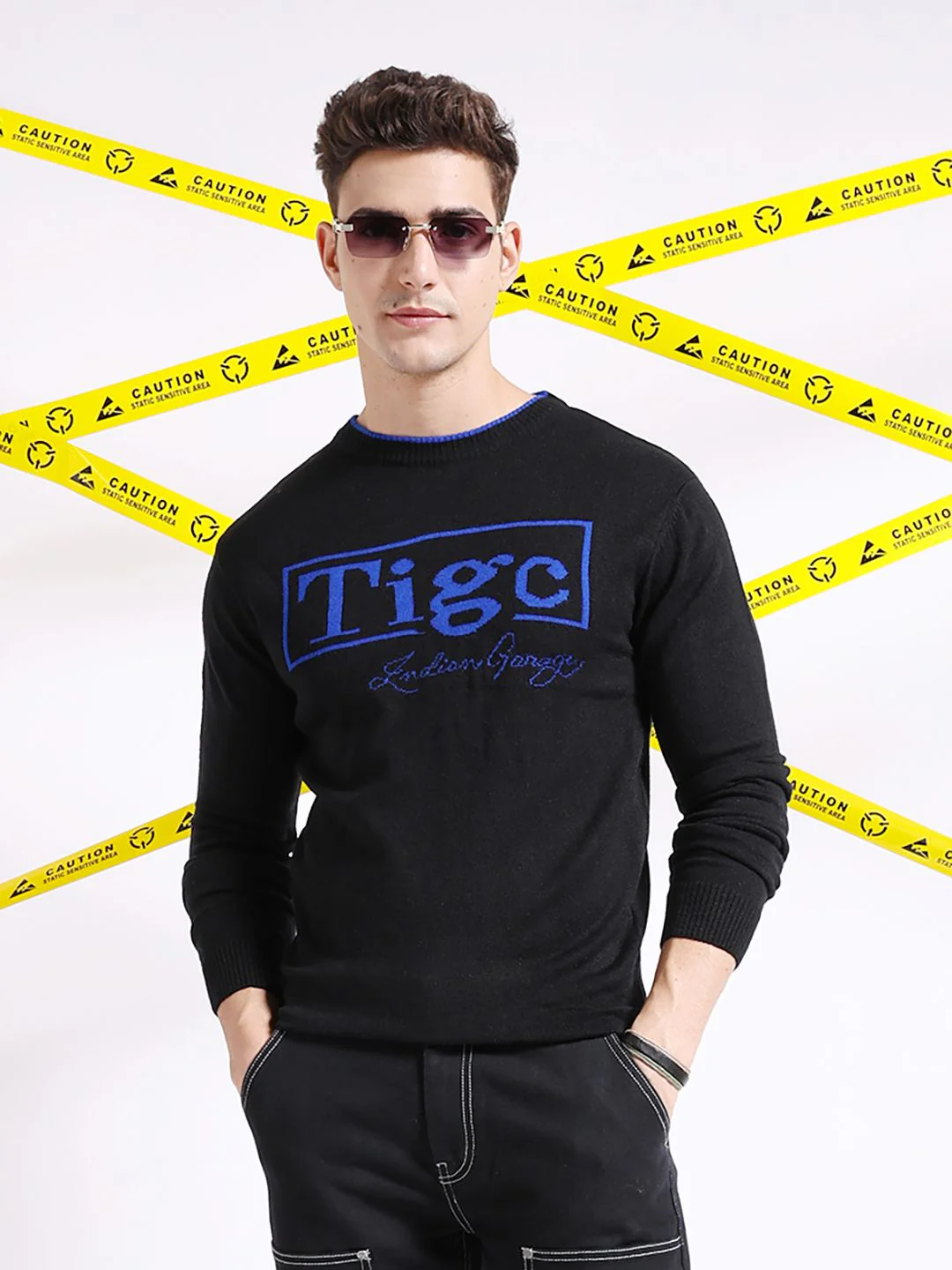 The Indian Garage Co Typography Printed Pullover Acrylic Sweater - Image 3