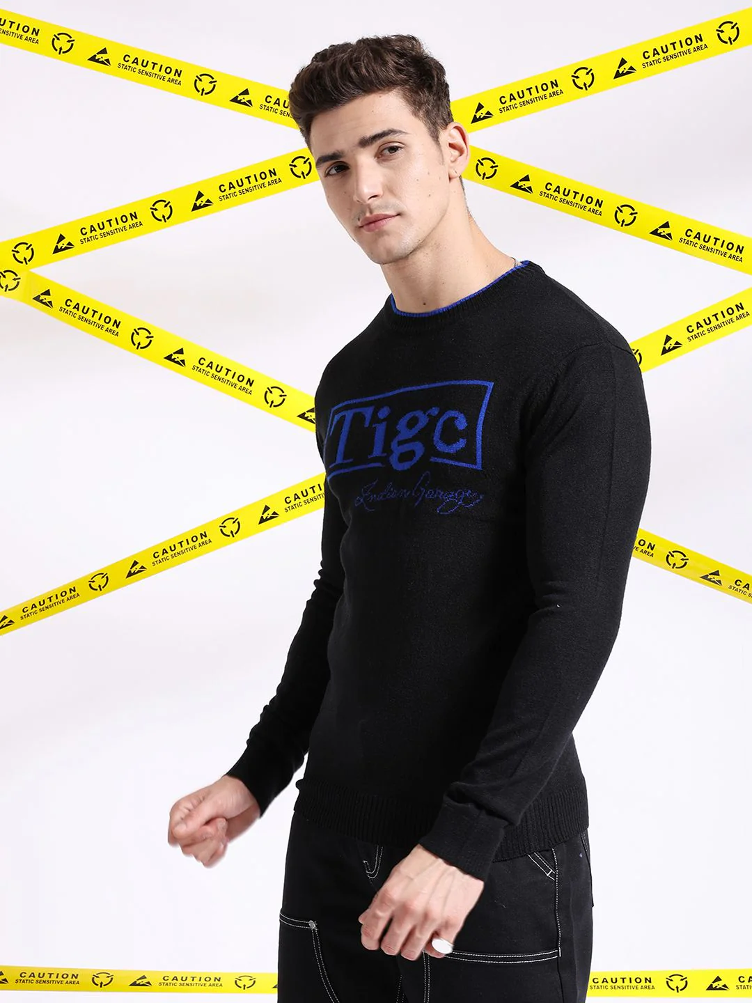 The Indian Garage Co Typography Printed Pullover Acrylic Sweater - Image 5