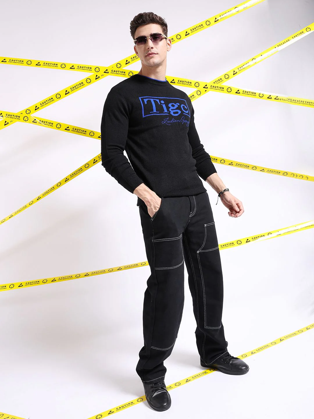 The Indian Garage Co Typography Printed Pullover Acrylic Sweater - Image 6