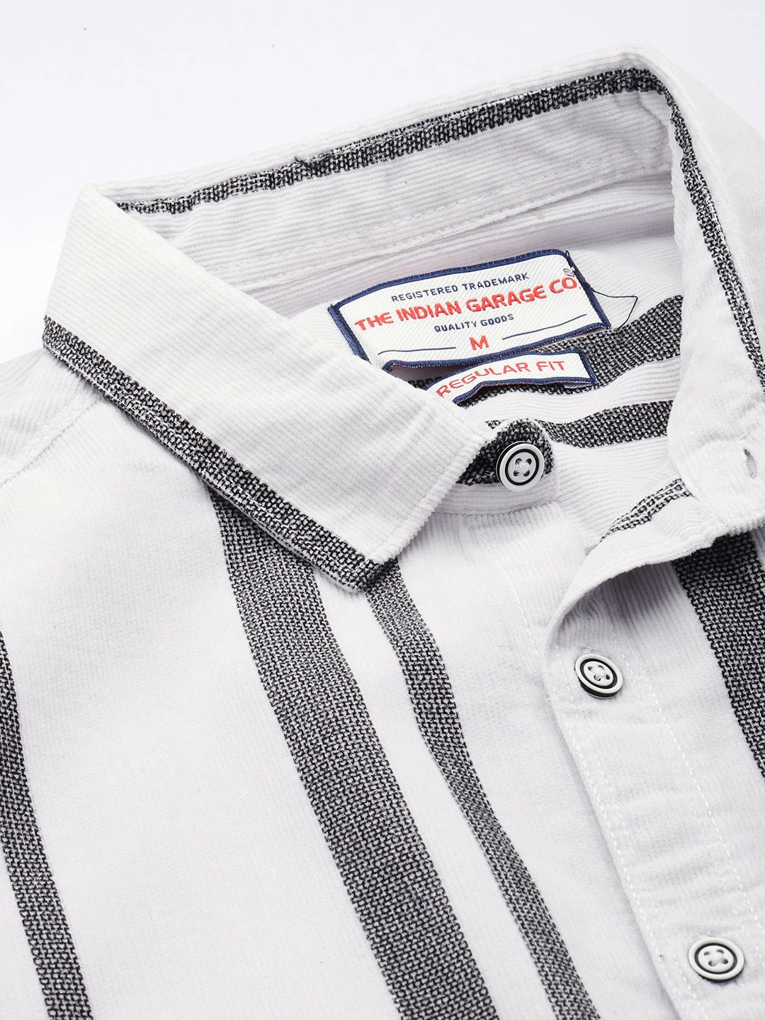 The Indian Garage Co Vertical Stripes Corduroy Pure Cotton Casual Shirt - Image 2
