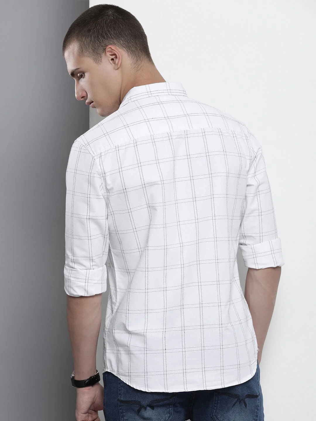 The Indian Garage Co Windowpane Checked Cotton Casual Shirt - Image 4