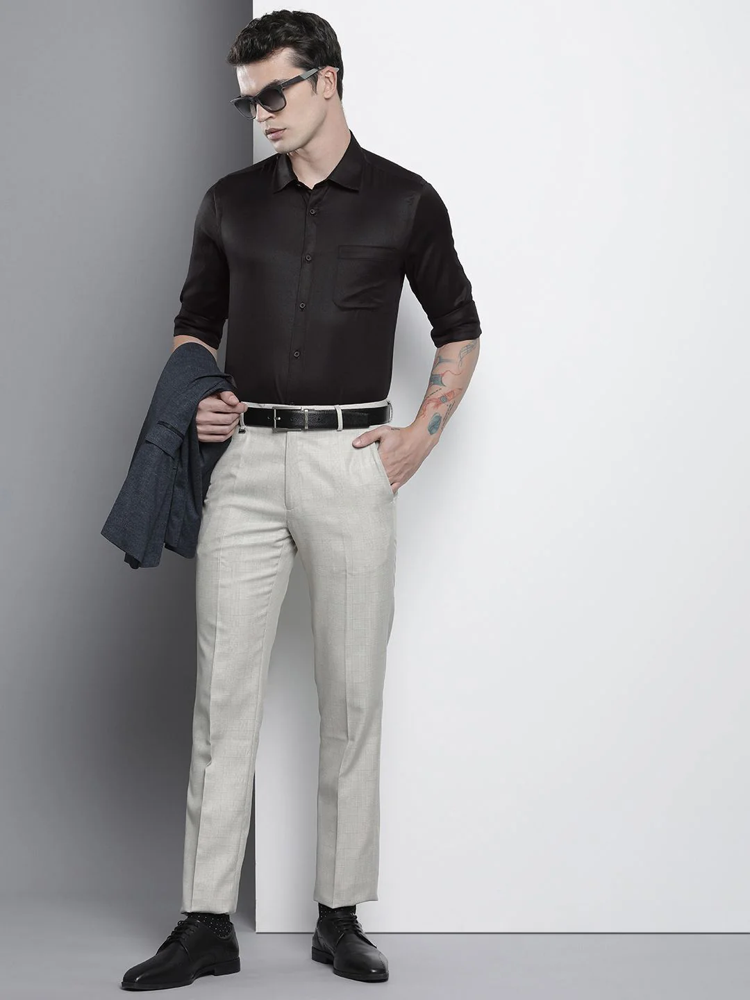 The Indian Garage Co. X Luxe Men Black Slim Fit Opaque Formal Shirt - Image 6