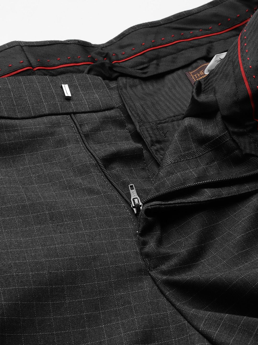 The Indian Garage Co. X Luxe Men Checked Slim Fit Formal Trousers - Image 4